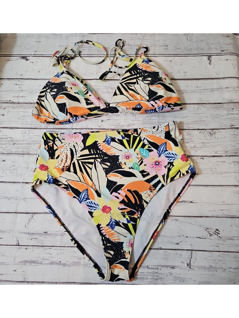 Old Navy Bikini Tropical Floral Bathing Suit Women’s Top XL Bottoms L